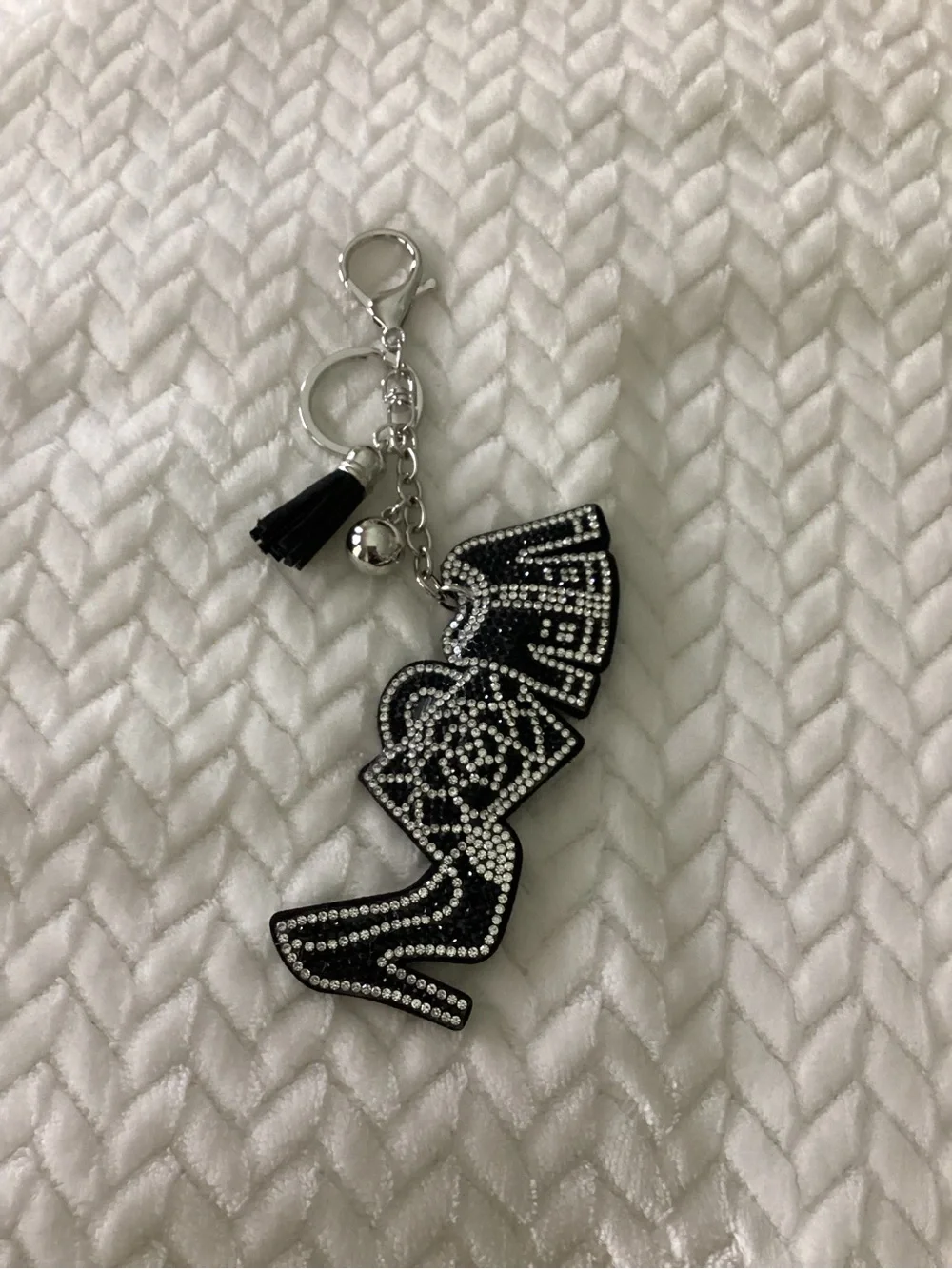 Rhinestone Show, purse & Jacket Purse or Keychain Charm - Black & Silver